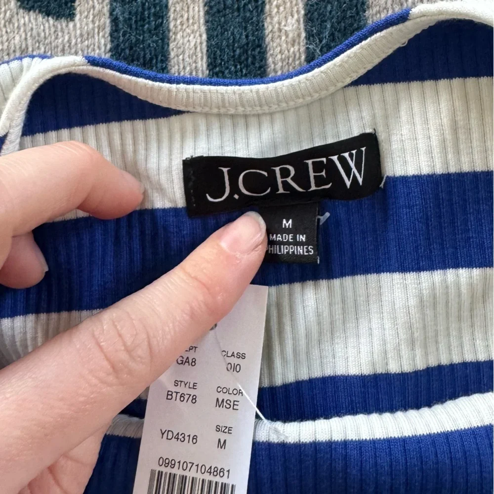 J. Crew Navy and White Striped Short Sleeve Top